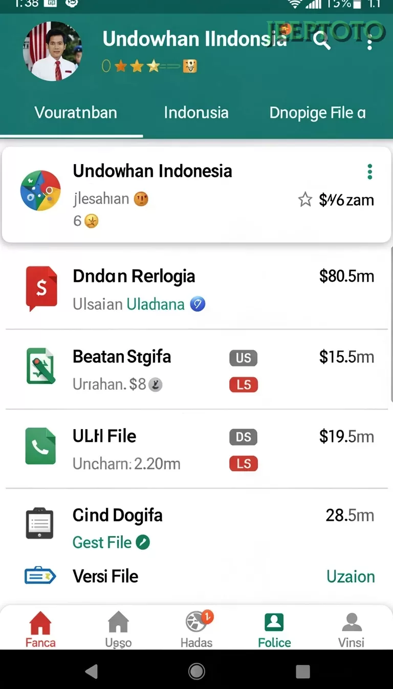 Cuplikan layar ZK988 — menu navigasi