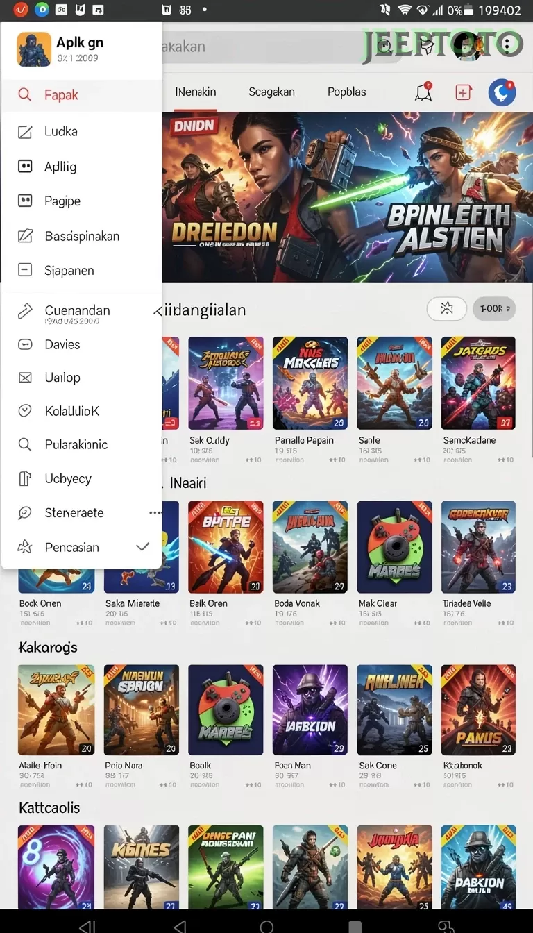 Cuplikan layar SUPERVIP — menu navigasi